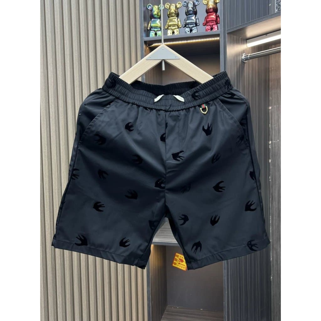 Verão fino masculino Casual Shorts moda andorinha padrão reunindo impressão preto All-Match cinco pontos calças de praia