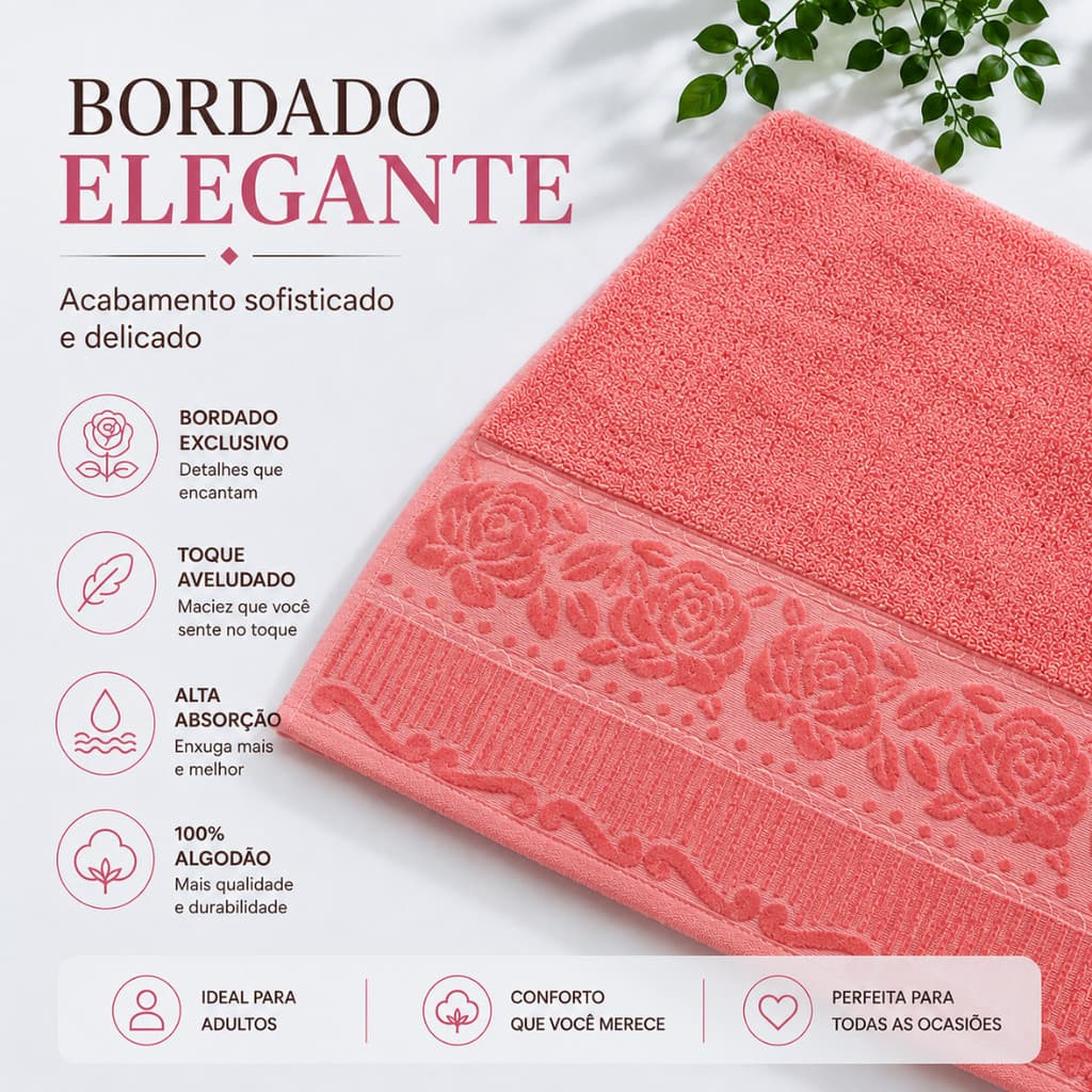 Kit 4 Toalhas de Banho Barra Aveludada Fio Penteado Grossa 100% Algodão  Seca Bem Premium Jasmim Alta Absorção