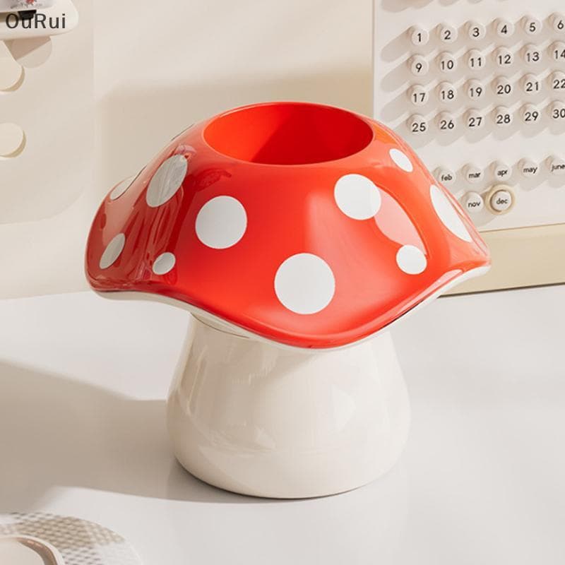 [B & C] Caixa De Armazenamento De Cogumelo De Bolinhas , Dormitório Estudantil , Mesa , Artigos De Papelaria , Suporte P