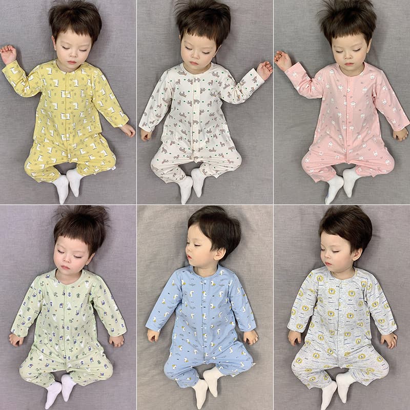 Roupas de bebê primavera outono roupas de manga comprida puro algodão fino sem costura macacão ar condicionado pijamas m
