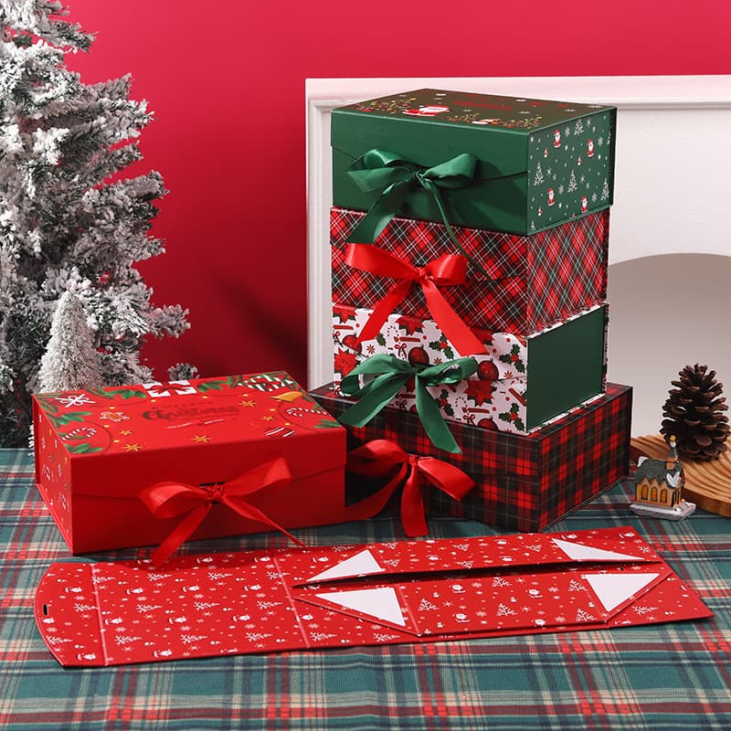 Embalagem de presente de natal caixa de presente caixa vazia branco grande ímã Flip fita uma peça caixa dobrável d