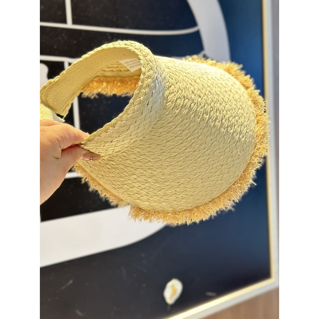 Chapéu de palha vazio com borda desgastada feminino 2025 novo estilo chapéu de viagem pequeno rosto protetor solar Anti-