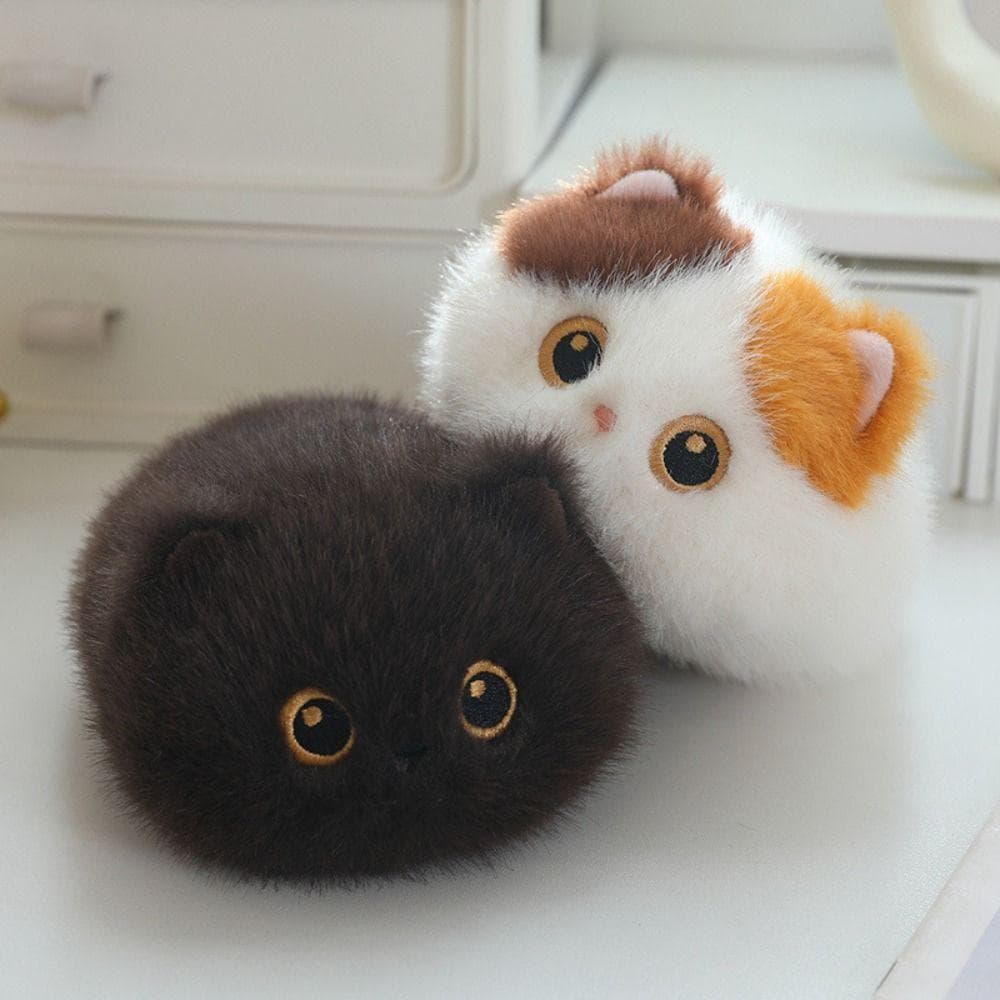 Gato Brinquedos De Pelúcia , Bonecas Redondas Dos Desenhos Animados Do Gatinho , Animais Fofos 20cm Preto Presente
