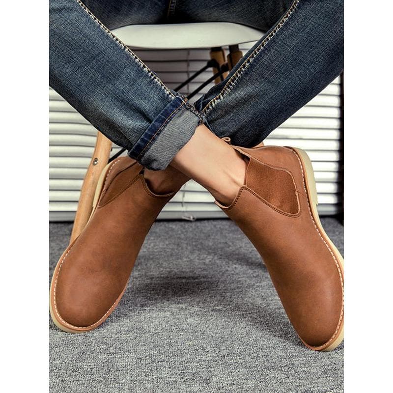 Chelsea botas masculinas estilo britânico de alta qualidade couro genuíno Martin botas primavera inverno Retro forro de