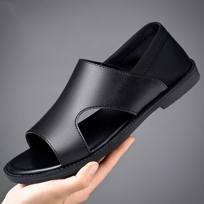 [Sandálias masculinas reais] Sandálias masculinas papai antiderrapantes à prova de choque desodorante de superfície maci