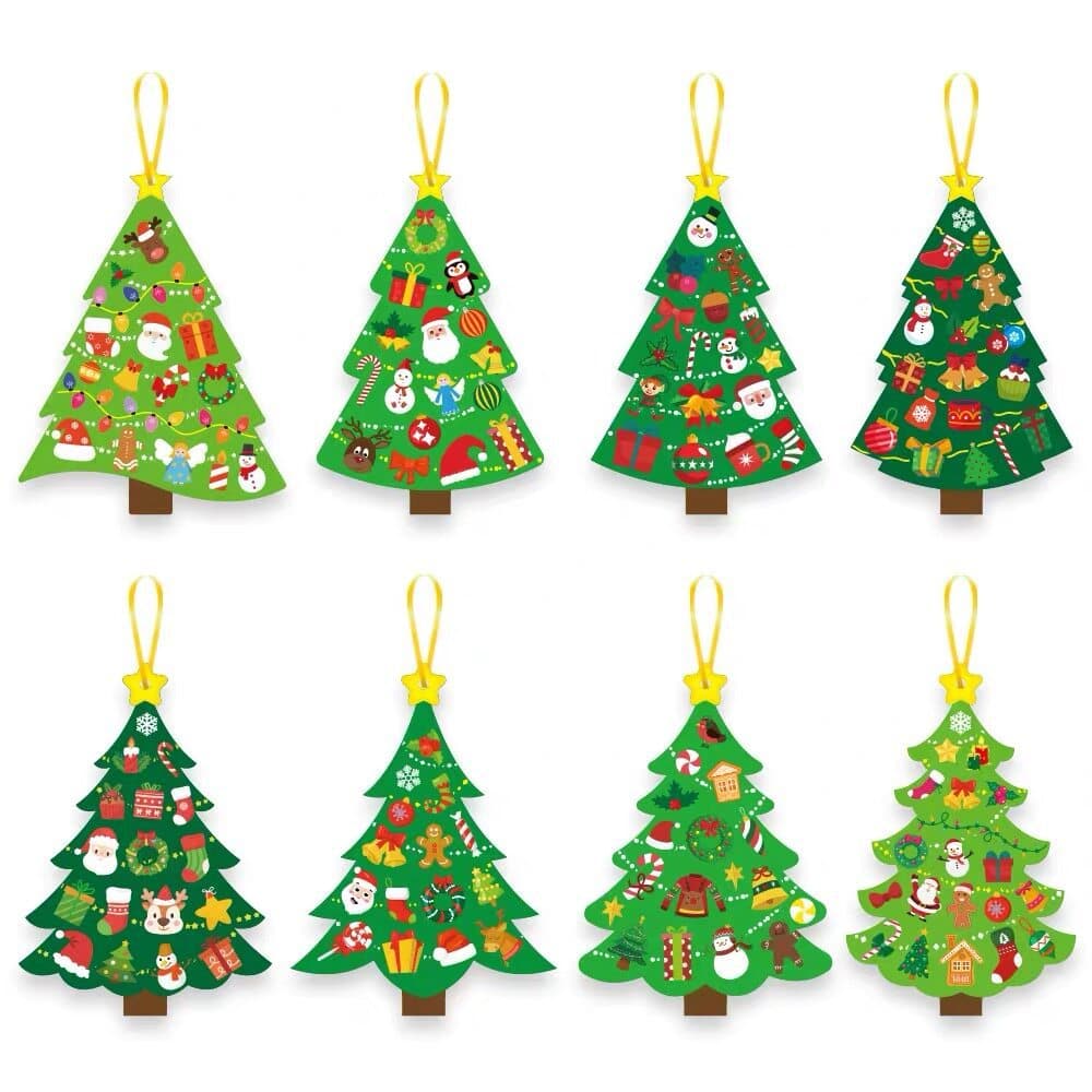 Cross-Border venda quente árvore de natal adesivos crianças artesanal diy cartão adesivos jardim de infância brinquedos
