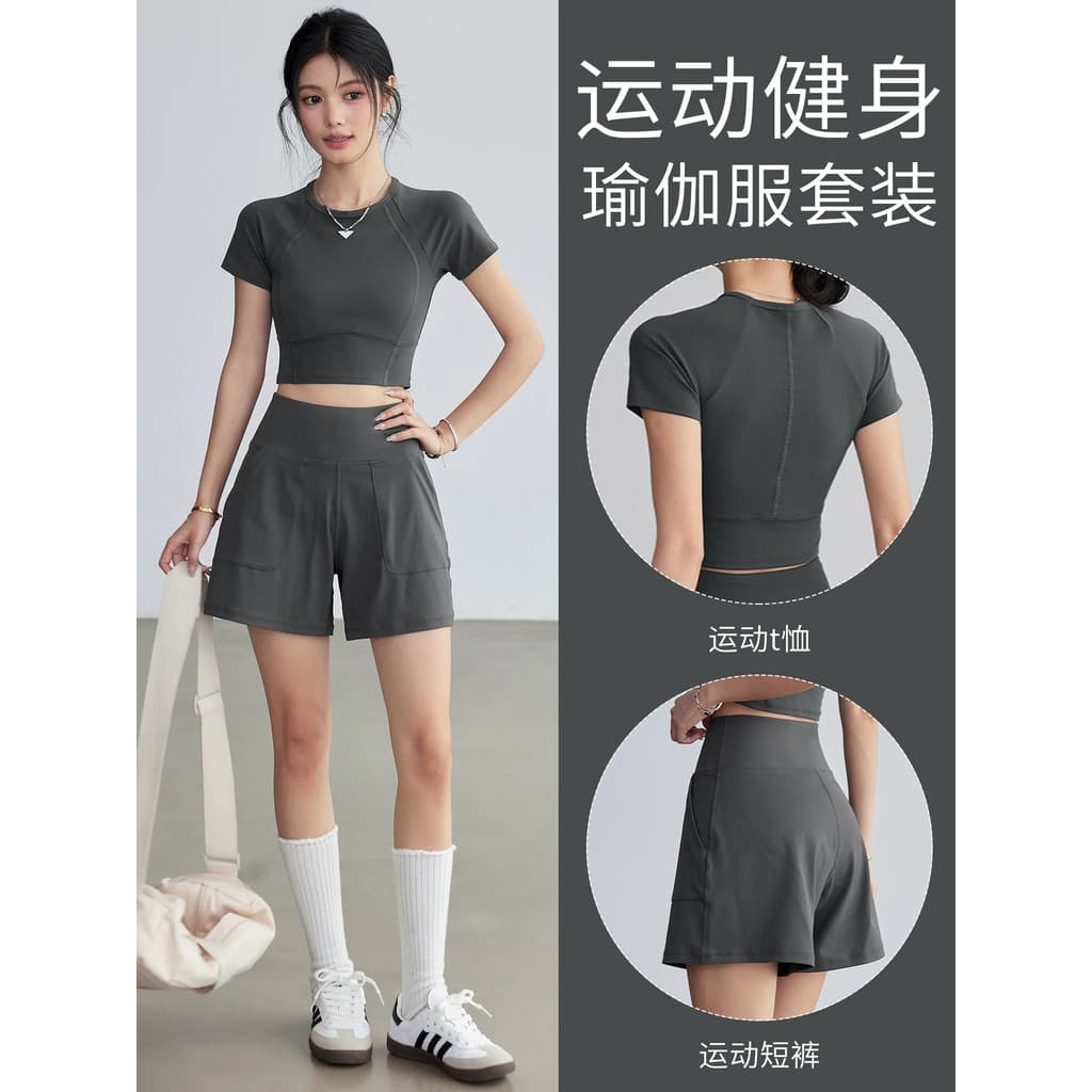 2026 novo estilo respirável terno esportivo Shorts feminino Casual roupas de Yoga solto treinamento de corrida calças de