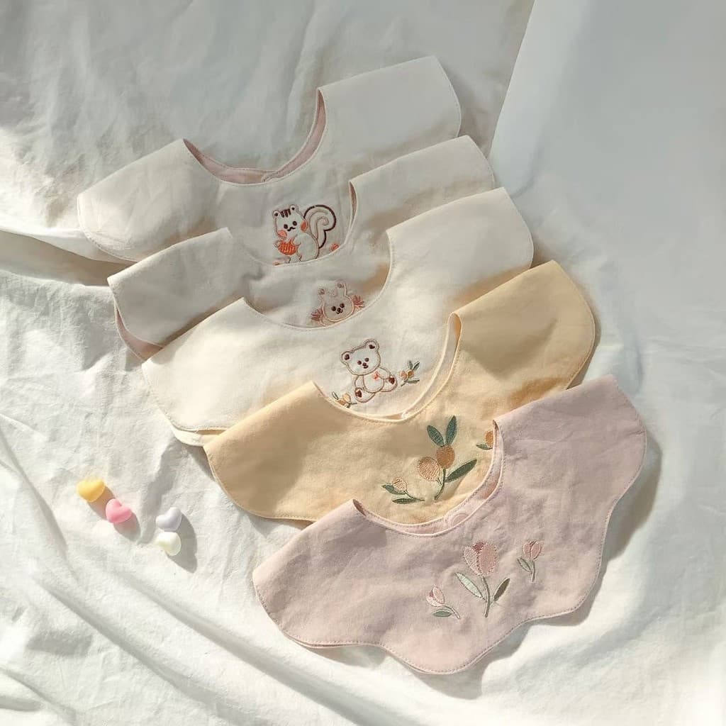 1 unidade de babador infantil para meninos e meninas, com bordado de animais em estilo cartoon, rotativo 360 graus, A PX