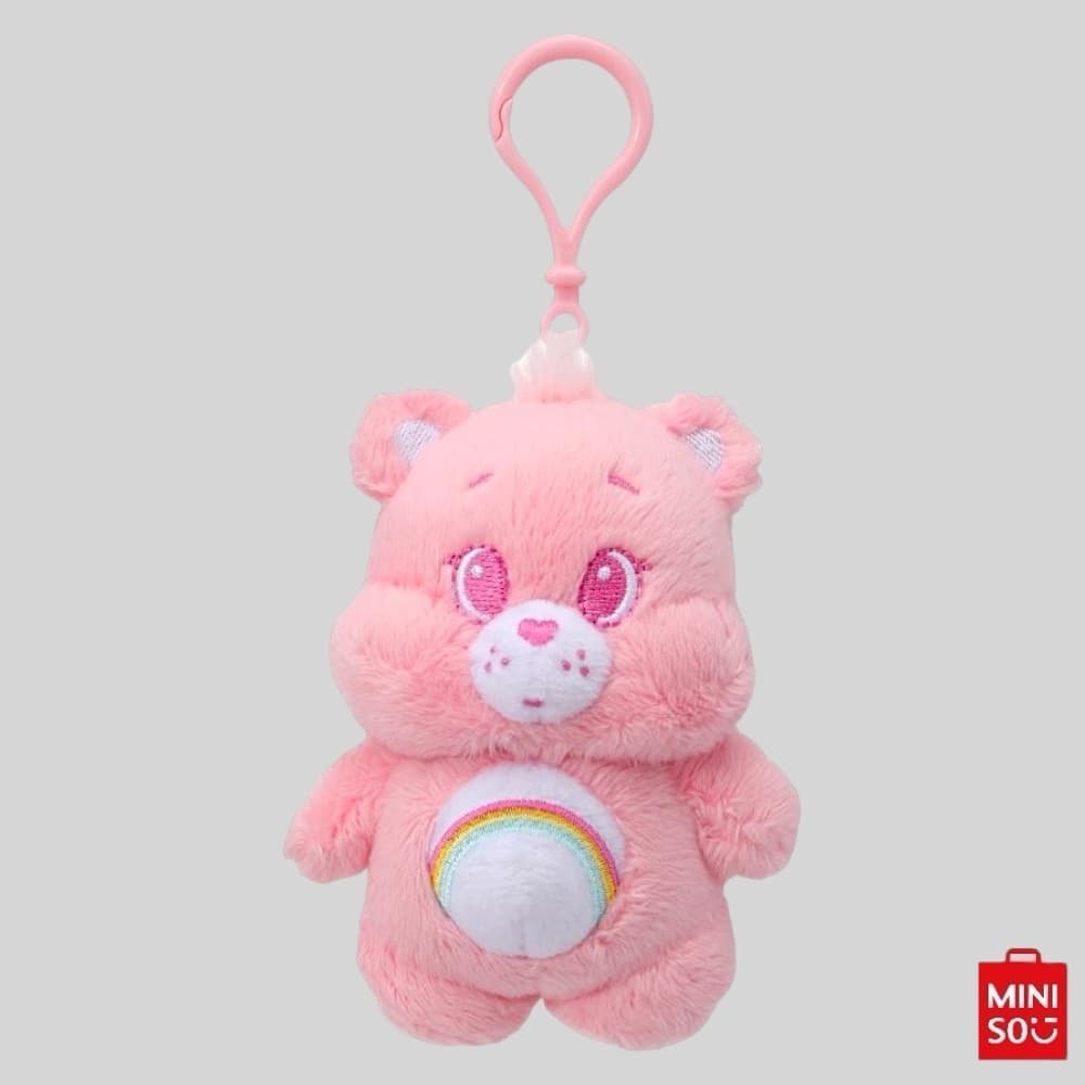 CHAVEIRO PENDENTE COM GANCHO DE PLÁSTICO COM BONECO DE PELÚCIA 10CM URSINHOS CARINHOSOS URSINHA ANIMADINHA ROSA