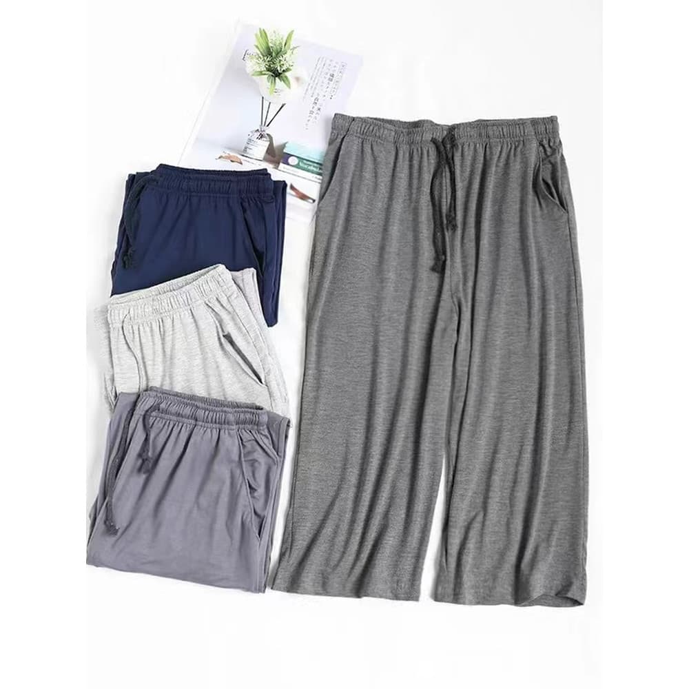 Calças cortadas masculinas Shorts estilo fino verão puro algodão Modal Casual Plus Size meninos jovens estudantes calças
