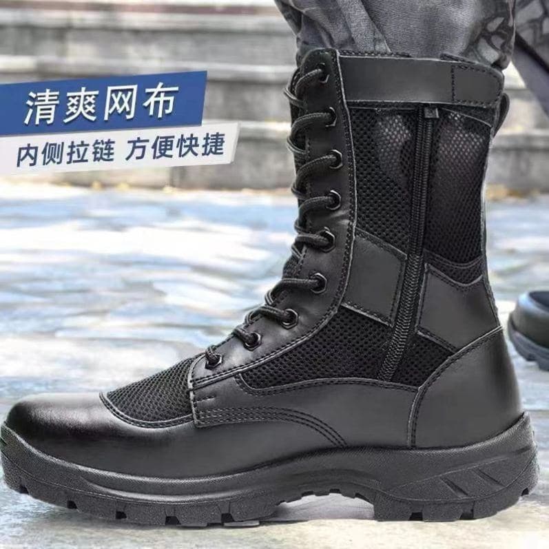 Botas gerais respirável Ultra-leve verão Martin botas finas sapatos de segurança genuínos com zíper sapatos de alta qual