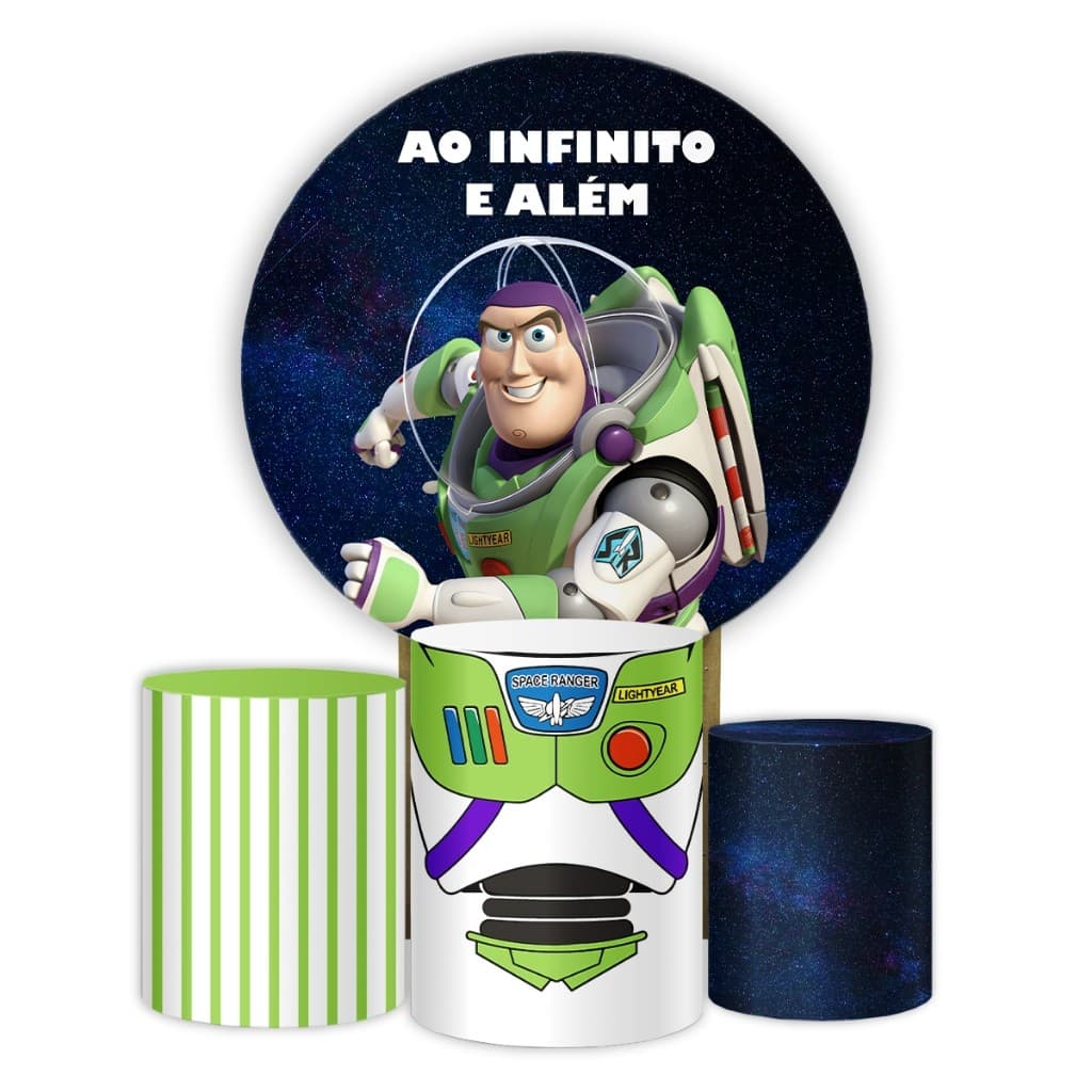 Capa Painel Redondo e Cilindros Decoração Toy Story Filme Infantil Festa Aniversário Woody Buzz