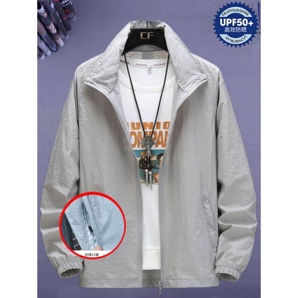 Roupas de proteção solar de verão roupas de pele masculinas ultrafinas respiráveis roupas de proteção solar cor sólida s