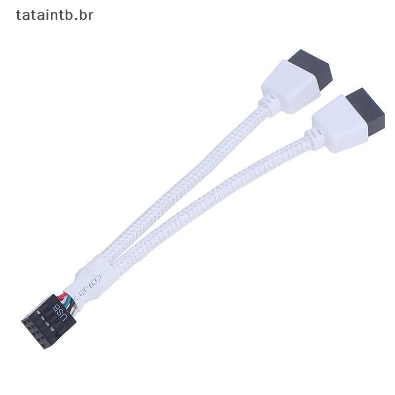 [TaTa] Cabo De Extensão De Áudio HD Para PC DIY 10cm Placa-Mãe De Computador USB 9 Pinos 1 Fêmea 2 Machos Y Splitter BR