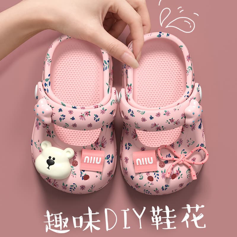 Crianças buraco sapatos meninas verão antiderrapante dos desenhos animados estilo Mary Jane pai-filho exterior Wear meni
