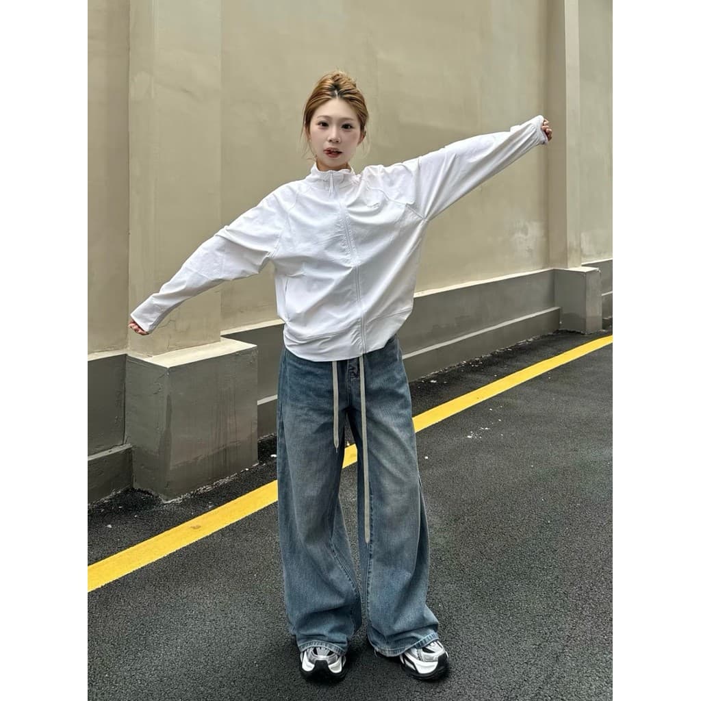 Estilo coreano gola alta protetor solar roupas femininas 2026 novo estilo verão esportes ao ar livre leve legal ar condi