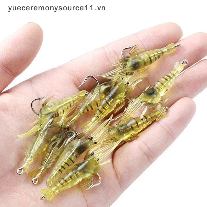Ypdys 10 Pcs Iscas Isca Camarão Simulação De Pesca Luminoso Ganchos De Água Salgada .