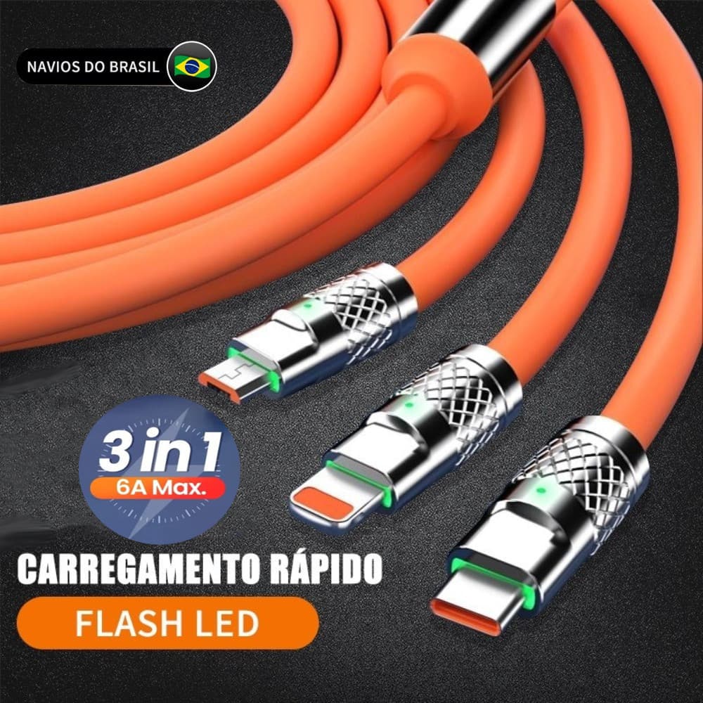 Cabo De Dados Cabo Carregador 3 Em 1 De Liga De Zinco 240W  Carregador Super Rápido USB