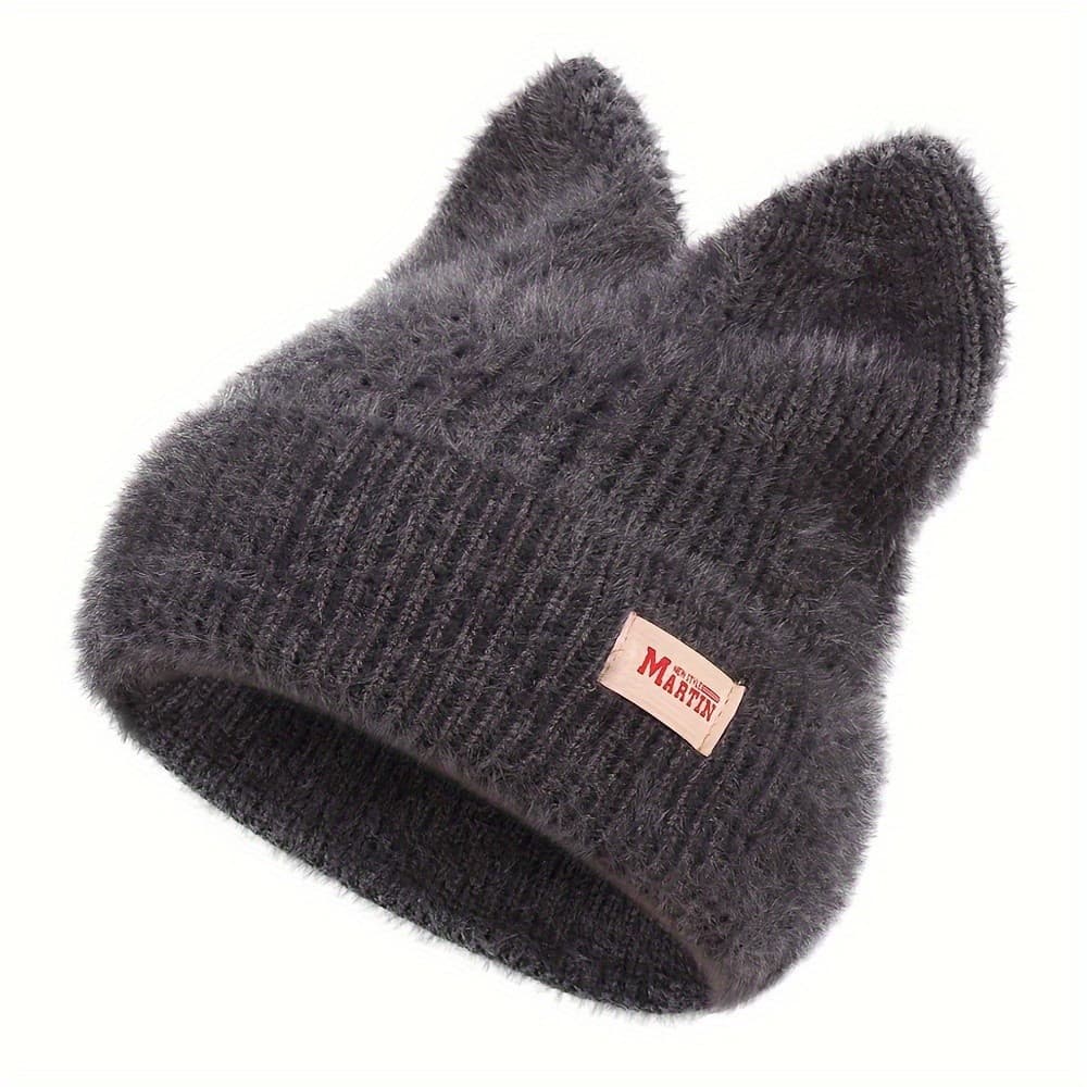 Gorro de Cor Sólida para Outono e Inverno, Quente, Sem Forro, de Tricô, Protetor de Orelhas para Meninas, Estilo Hip-Hop