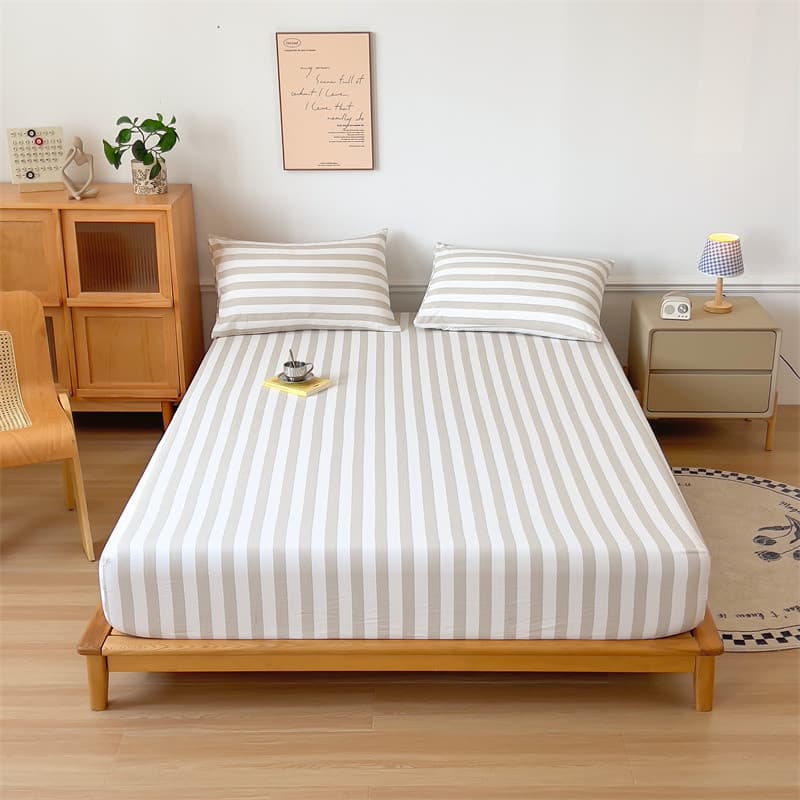 Lençol De Cama De Peça Única De Fio Enrugado Lavado Macio Respirável Elástico Com Tudo Incluído Capa Protetora De Colchã