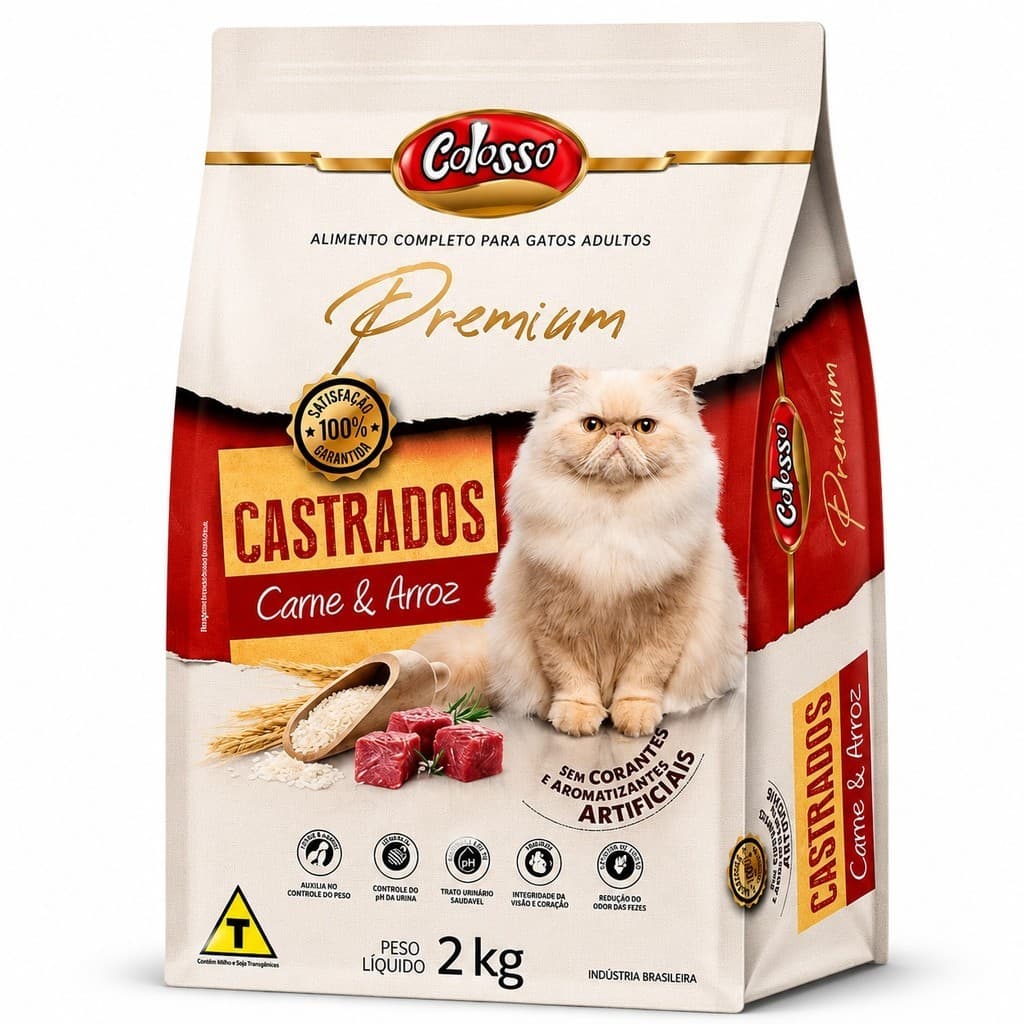 Ração Colosso Premium Gato Castrado 2 Kg Carne
