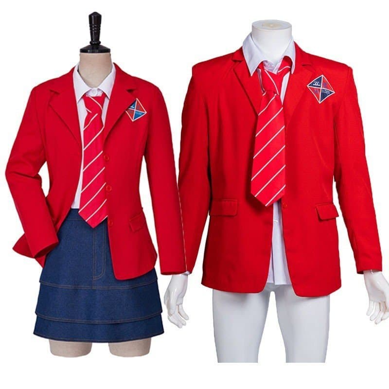 Fantasia de Cosplay Rebelde Anime Viral JK Uniforme Escolar Saia Blazer Vermelho Conjunto Y2K para Festa de Halloween EB