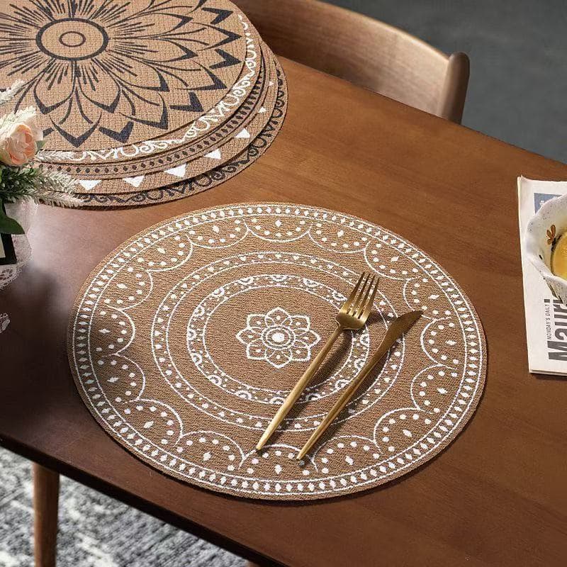 Jogo 6 Americano Redondo Mandala Estilo Nórdico Antiderrapante de Mesa,casa8 top1