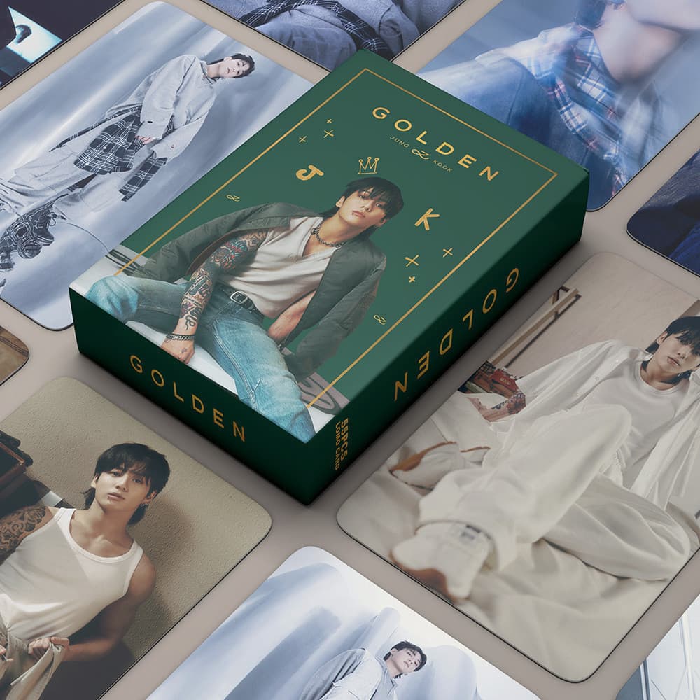 55 peças/caixa, Cartão Fotográfico JungKook, Álbum Dourado, Cartão de Coleção KPOP LOMO 7EEQ XRHL