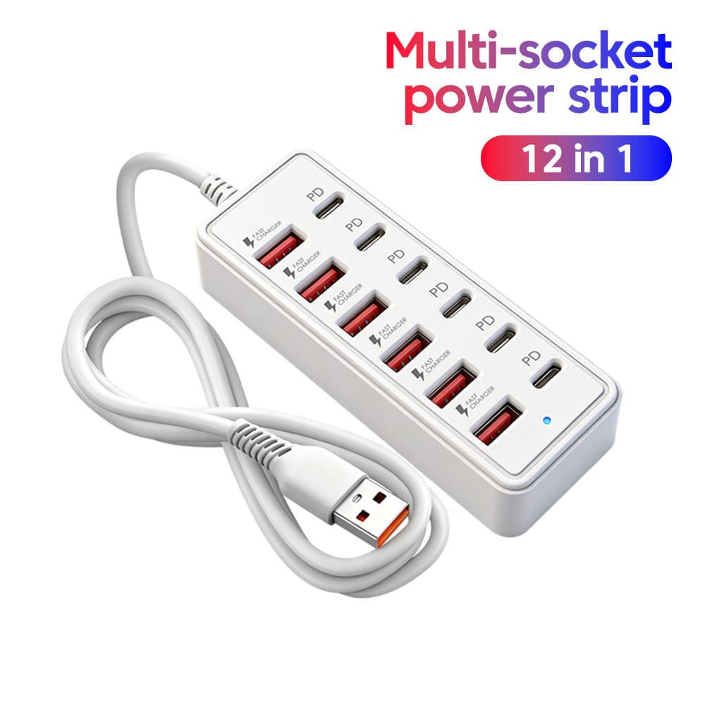Elough Multiport USB Hub 12 Em 1 Power Strip Estação De Carregamento De Mesa Adaptador De Tomada Elétrica