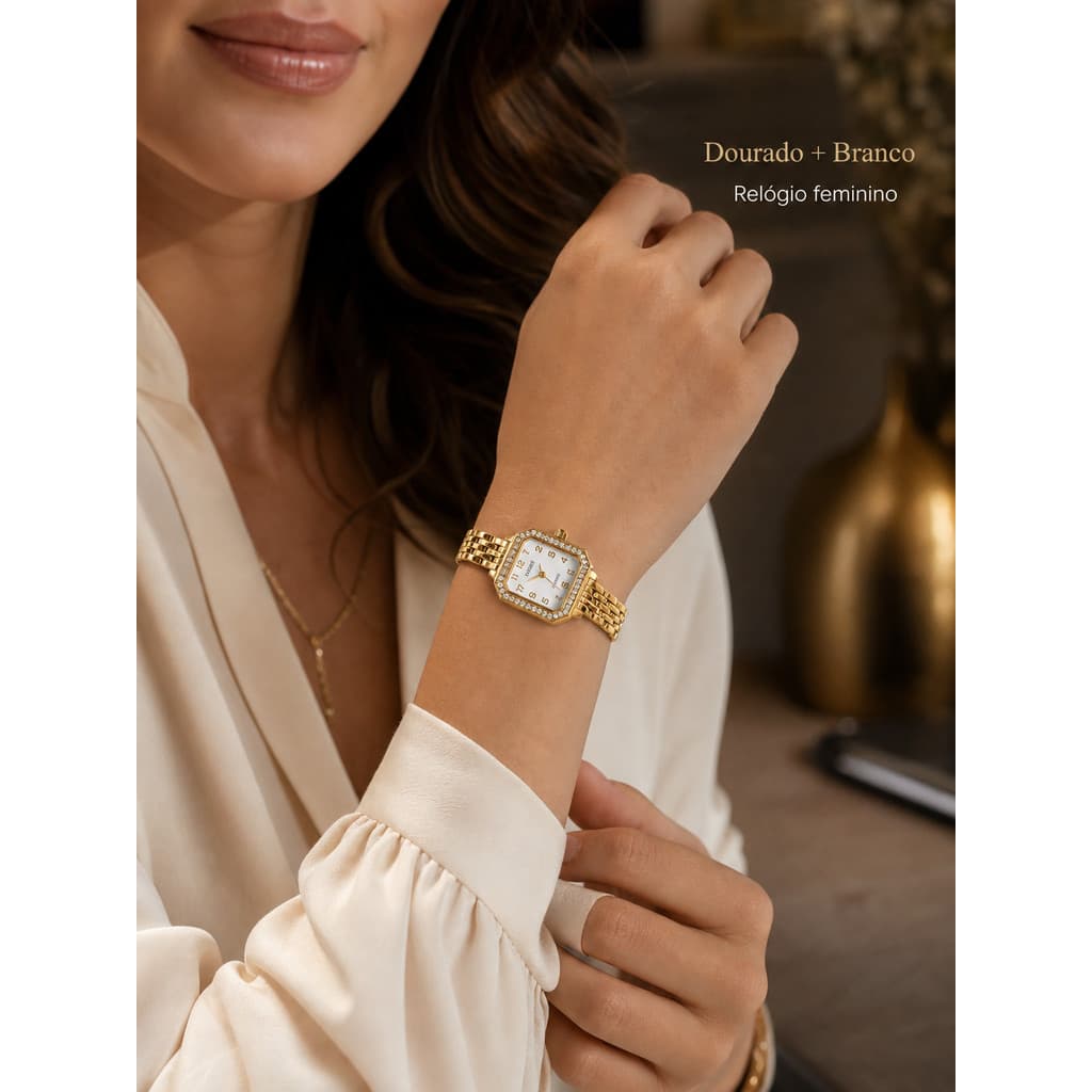 Relógio Feminino Delicado com Cristais Decorativos
