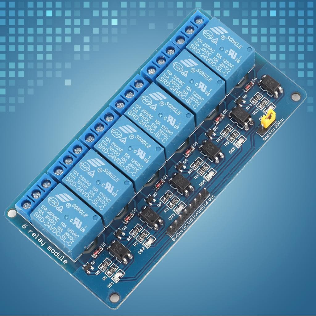 Módulo de relé ERYUE 6CH 100% novo isolamento de optoacoplador Componentes de fácil instalação 5v / 12v / 24v Baixa