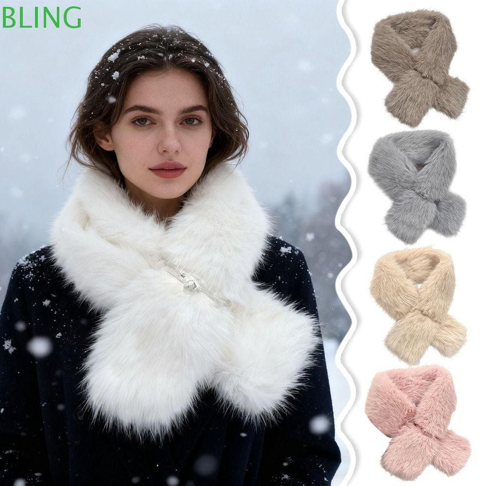 Cachecol De Pescoço BLING , Lenço Cruzado Grosso De Pelúcia , Versátil , À Prova De Vento , Cor Sólida , Aquecedor , Mul