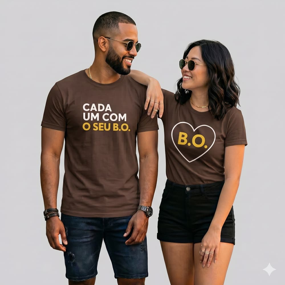 Kit 2 Camisetas Dia dos Namorados - Cada Um Com Seu B.O. Casal Divertida Engraçada