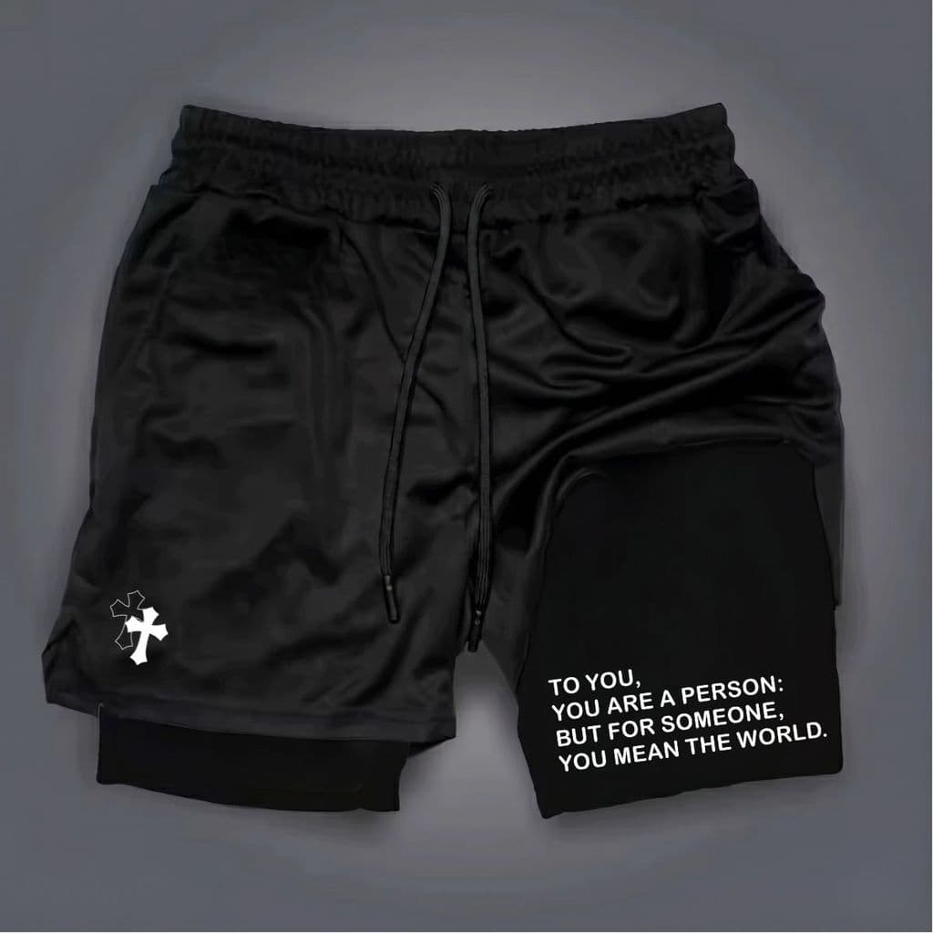 Shorts Bermuda 2 em 1 Estampa Cruz Dupla Para Academia treino e corrida hard muay thai jiu jitsu short dry compressão
