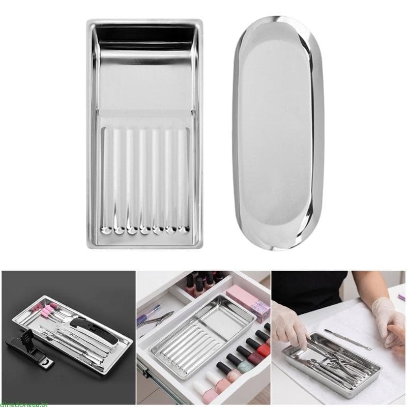 Dongdonga 2 Peças Ferramentas Profissionais Para Arte Unhas, Prato Esterilizador Design À Prova Calor E Ferru