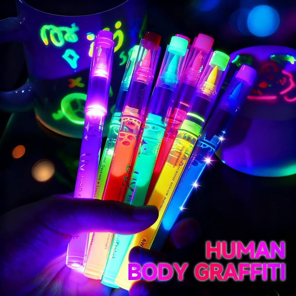 3 pçs caneta luminosa líquida reta concerto festa atmosfera pele Graffiti iluminador lavável marcador de pintura corpora
