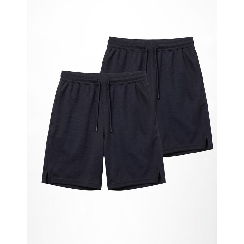 Kit 2 Shorts Masculino Curto Poliester Shortes Caminhada Seca Rapido Com Cordão Ajustavel Meia Coxa