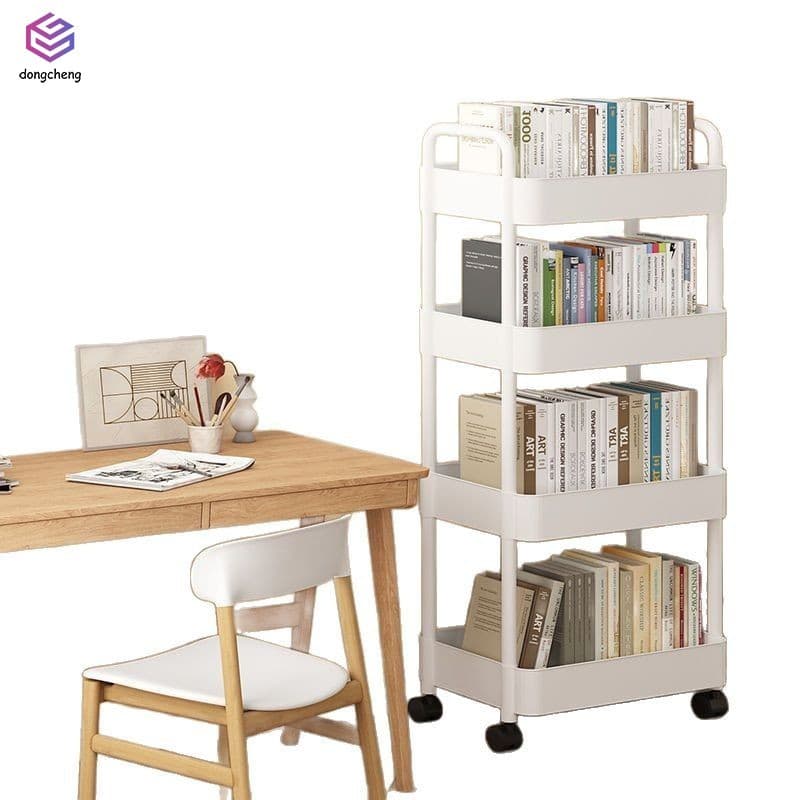 Prateleira Para Carrinho De Plástico De 4/5 Camadas-Armazenamento Móvel Com Rodas E Alça Livros
