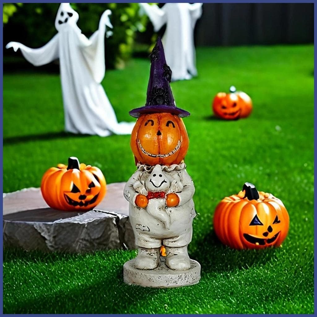 Halloween Abóbora Ornamento Resina Sorridente Escultura Decoração Mesa Estátua Para Casa Sala De Estar puiadmbr