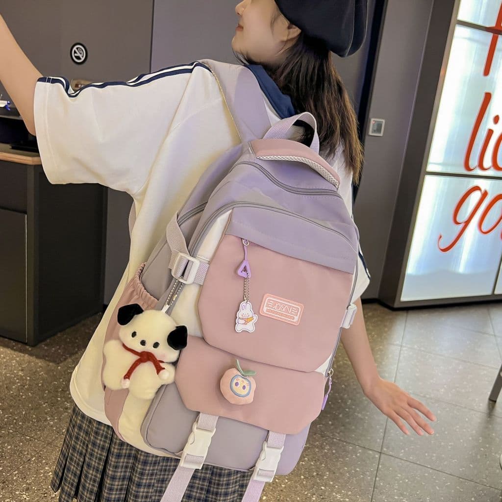 Mochila escolar para meninas do ensino médio estilo japonês ins faculdade escola secundária All-Match contraste cor moch