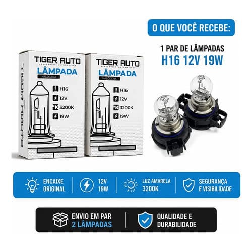 Par De Lâmpada H16 Psx24 208 307 308 Etios Freemont C4 C3 Compass Onix