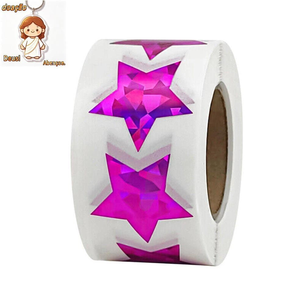 500pcs/roll Adesivos Holográficos Star Stickers , Autocolantes Glitter Foil Refletivos Reward Behavior Chart Etiquetas P