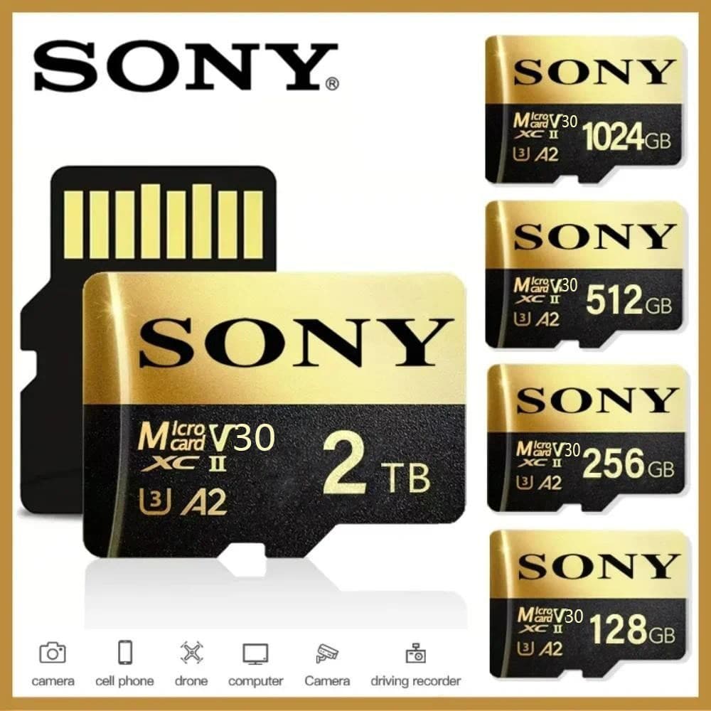 Cartão Micro SD SONY De 2 Tb De Memória De Alta Velocidade 128 Gb 256 512 1 MicroSD C10 TF Flash