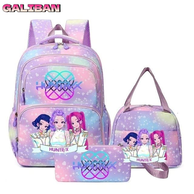 Conjunto de três peças de mochila escolar KPop Witch Girl Group, estojo de lápis, bolsa para lanche, mochila impermeável
