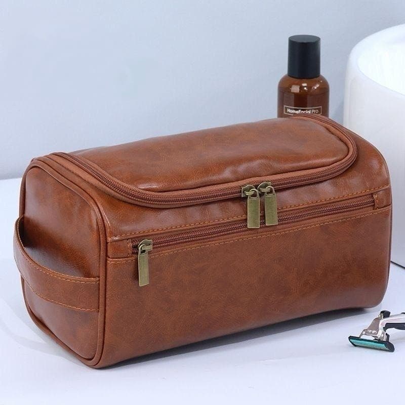 Bolsa Necessaire Grande Impermeavel Feminina Masculina Ideal Para Viagem - Couro Sintético Angelina