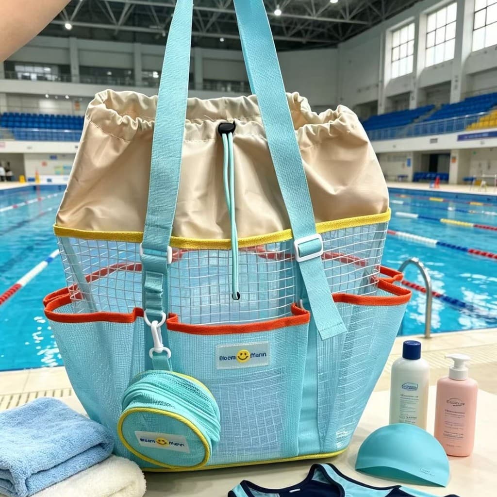[Gerente de loja recomendado] Bolsa de rede de armazenamento de natação de grande capacidade com vários bolsos, separaçã