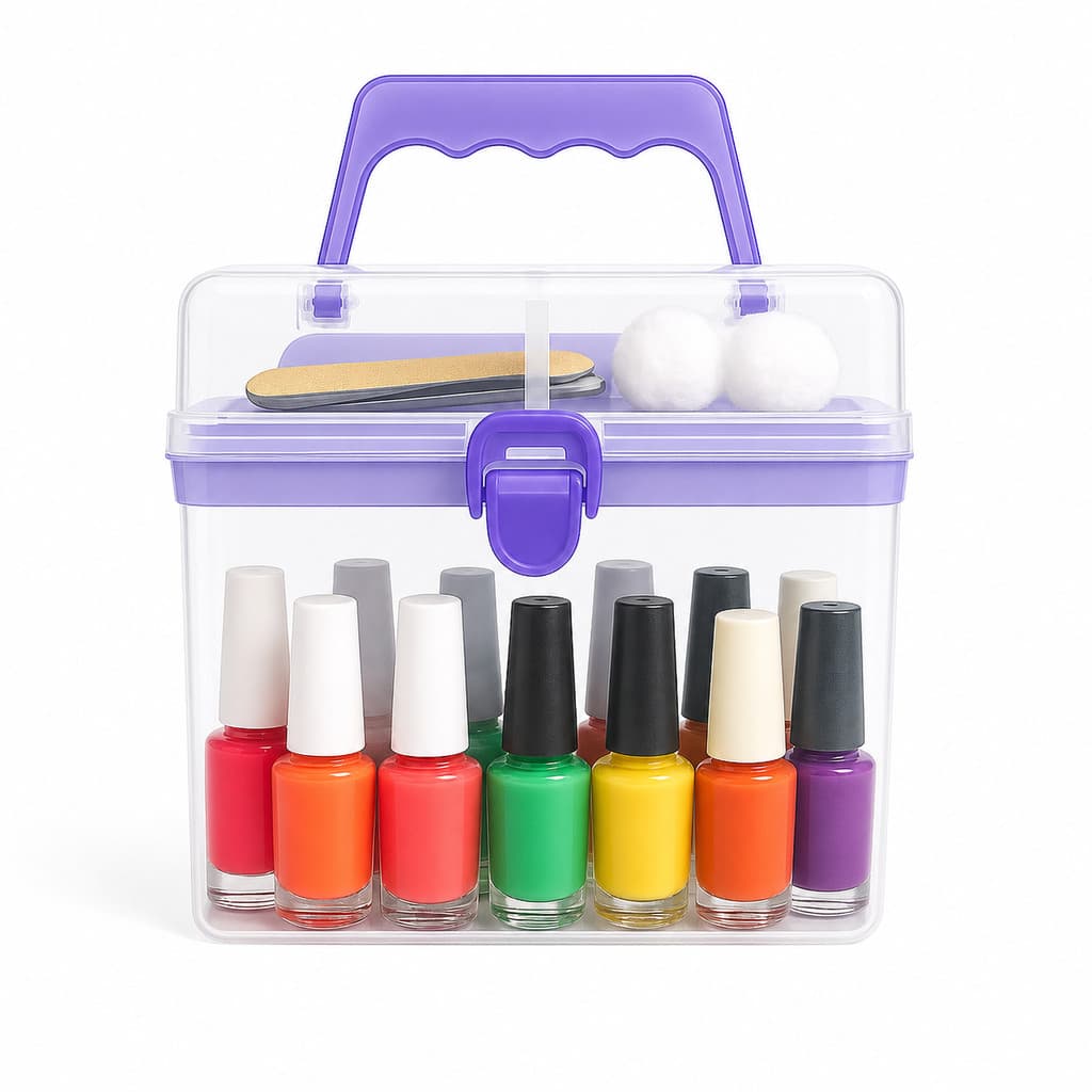 Maleta Transparente com Trava e Alça Várias Cores – Organização Fácil Para Esmaltes
