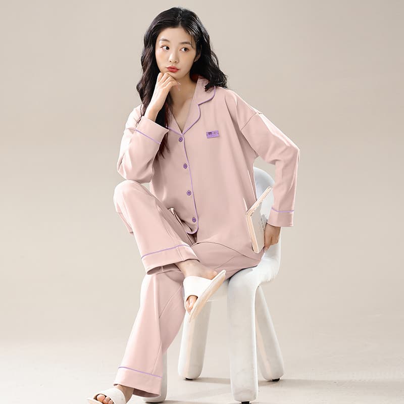 Pijamas femininos outono puro algodão manga comprida terno novo Casual solto doce tamanho grande Loungewear pode usar fo