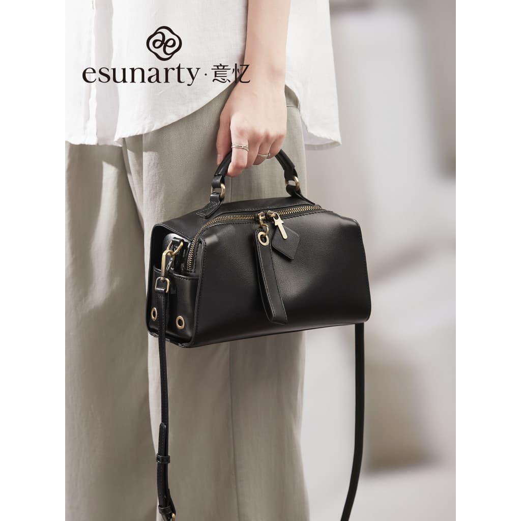 Bolsa de couro genuíno senhoras 2026 novo estilo saco do mensageiro High-End Commuter bolsa feminina nicho Boston traves