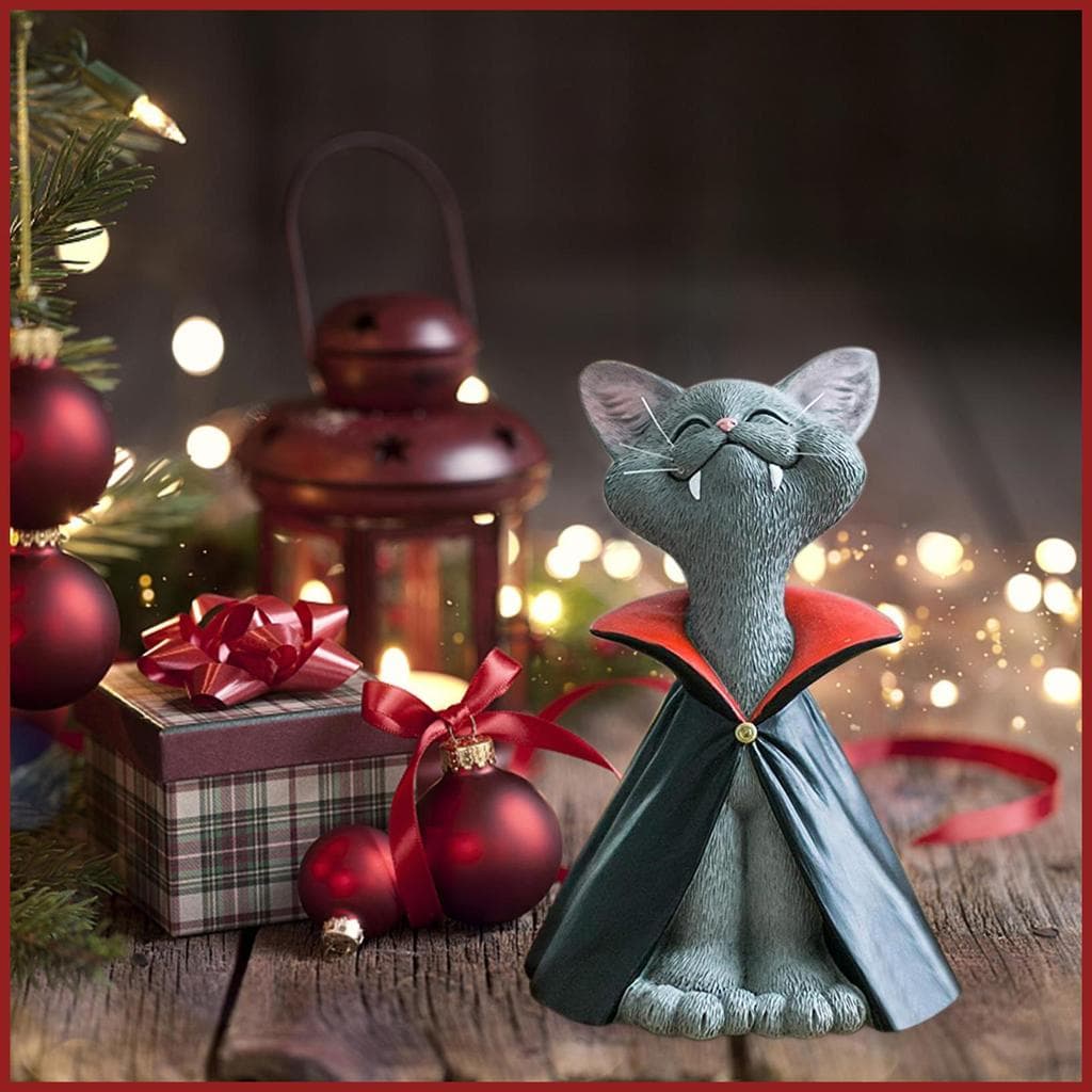 Halloween Gato Estatueta Feriado Resina Vampiro Escultura Decoração Peça Central Estátua Para Casa Yibiabr